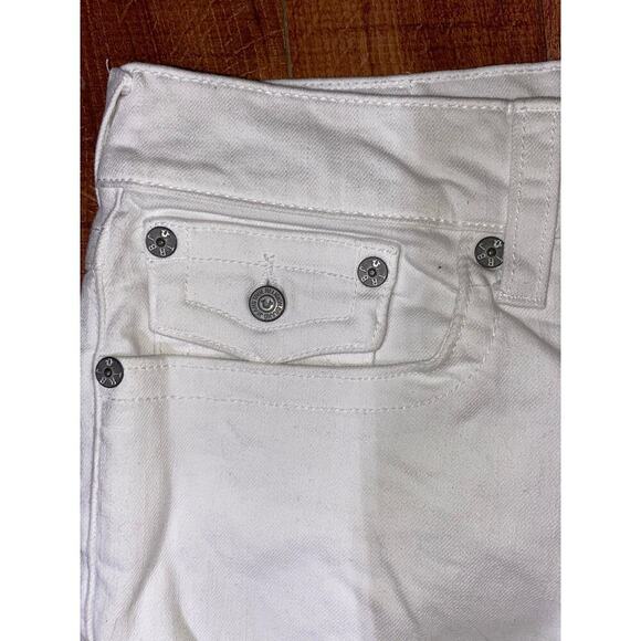True Religion Ricky frayed flap Shorts White w/horseshoe detail on pockets Sz 33 - Picture 5 of 8
